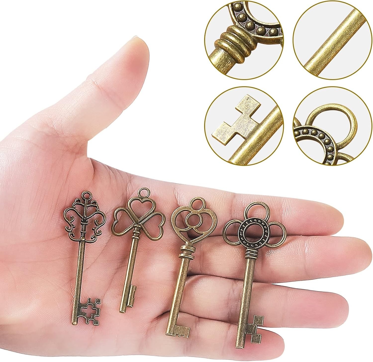 40-Piece Vintage Skeleton Key Charm Set – Ideal for Jewelry & Decor Projects