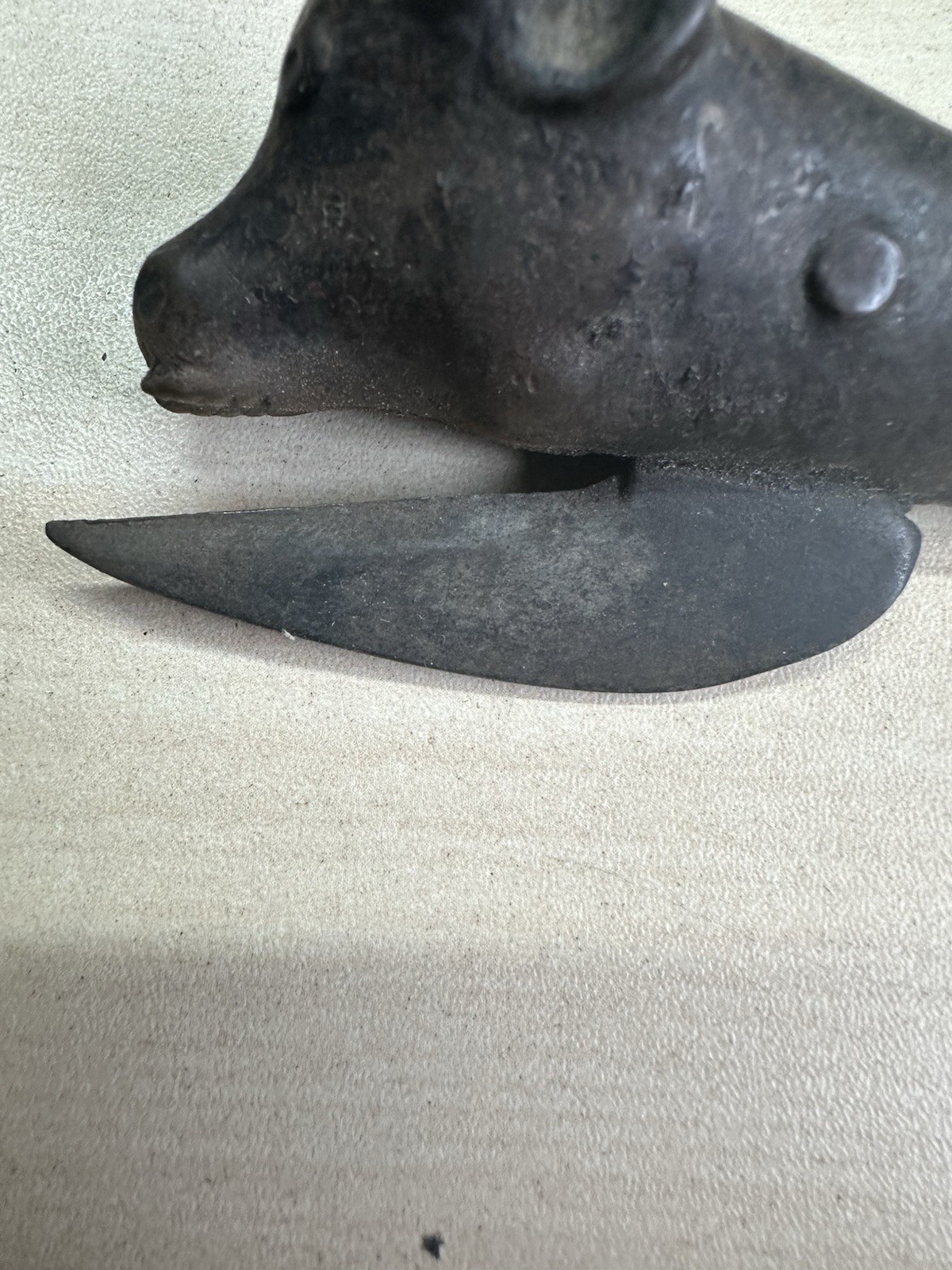 Antique Hand Forged Iron Folk Art Tool Animal Head Rustic Decorative Piece