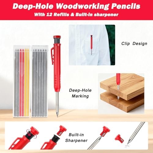 8-in-1 Multi-Purpose Rafter Square Tool Set with Carpenter Pencil & Level