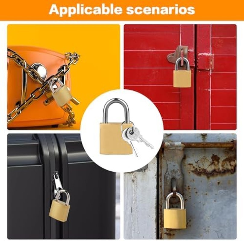 12 Pieces Mini Locks with Keys, Small Solid Brass Padlock Suitcase Lock Toolbox,