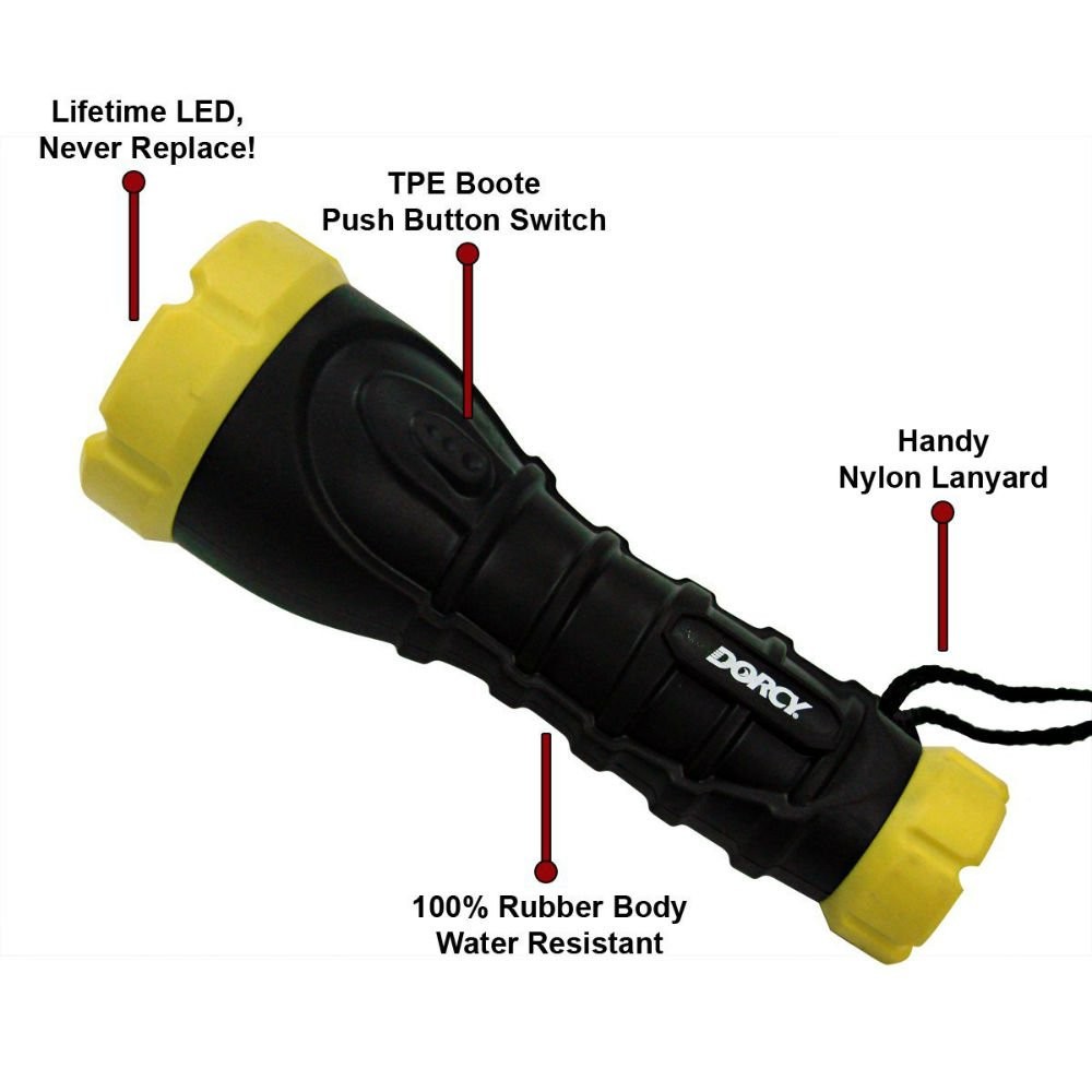Dorcy 180-Lumen Weatherproof Rubber LED Flashlight 1 Count (Pack of 1), Black
