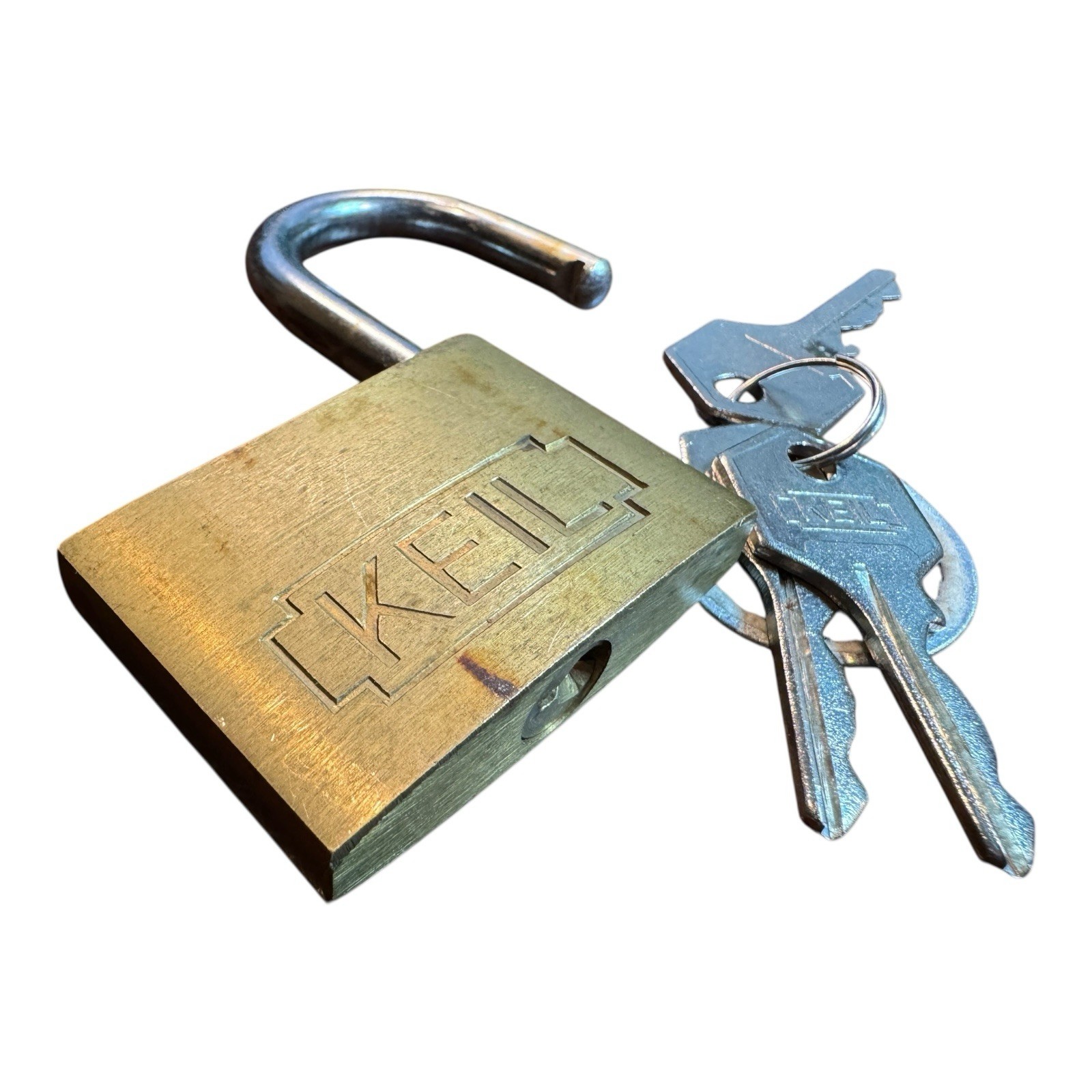 Vintage KEIL Brass Padlock with 3 Keys Working Lock Heavy Duty Security