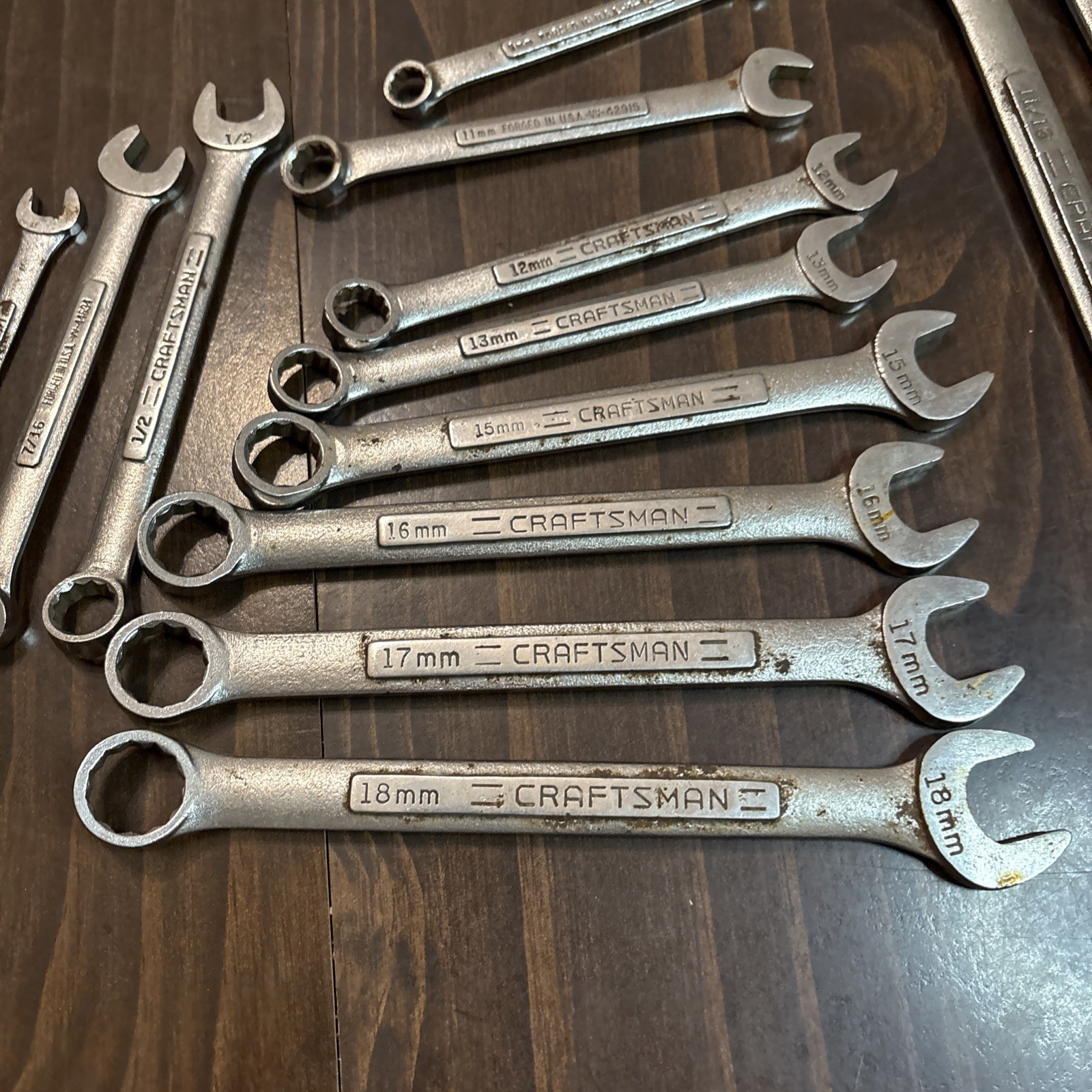 Mixed Lot Craftsmen Wrenches USA 18-15 13-11, 9mm 1/4 7/16 1/2 11/16 3/4 13count