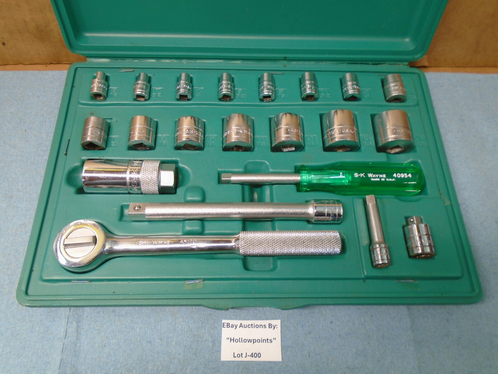 S-K Wayne USA vintage 21 Pc. 3/8″ & 1/4″ Drive Socket Set S-K J400