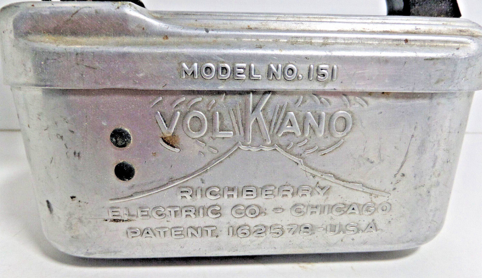VolKano model 151 vintage flashlight 1940-60’s? nice pressed graphics volcano