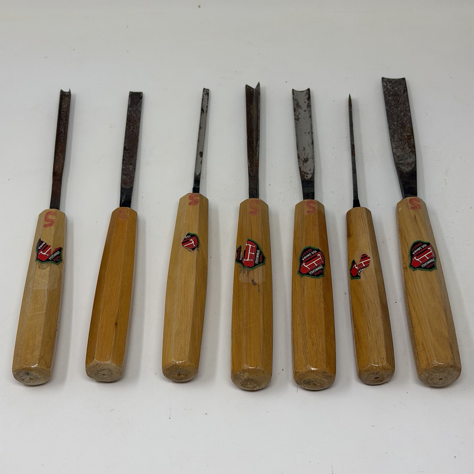 ULMIA Marke Spannsage 7-Piece Woodworking Chisel Set Germany Beechwood Handles