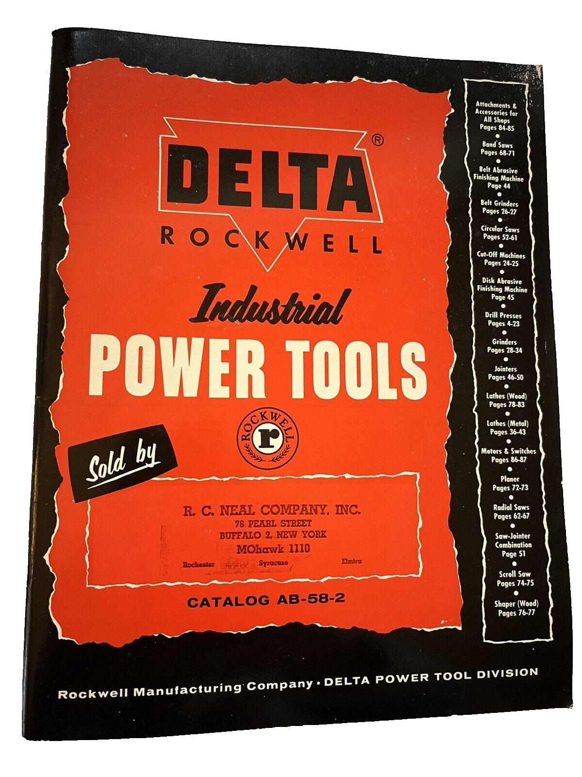 1958 DELTA ROCKWELL INDUSTRIAL POWER TOOLS CATALOG AD AB-58-2 JB81