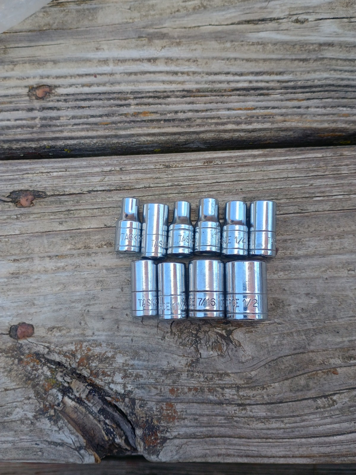 10 Task Force 1/4″ Dr Sockets 4mm 7mm 5/32 7/32 1/4 5/16 9/32 11/32 7/16 1/2
