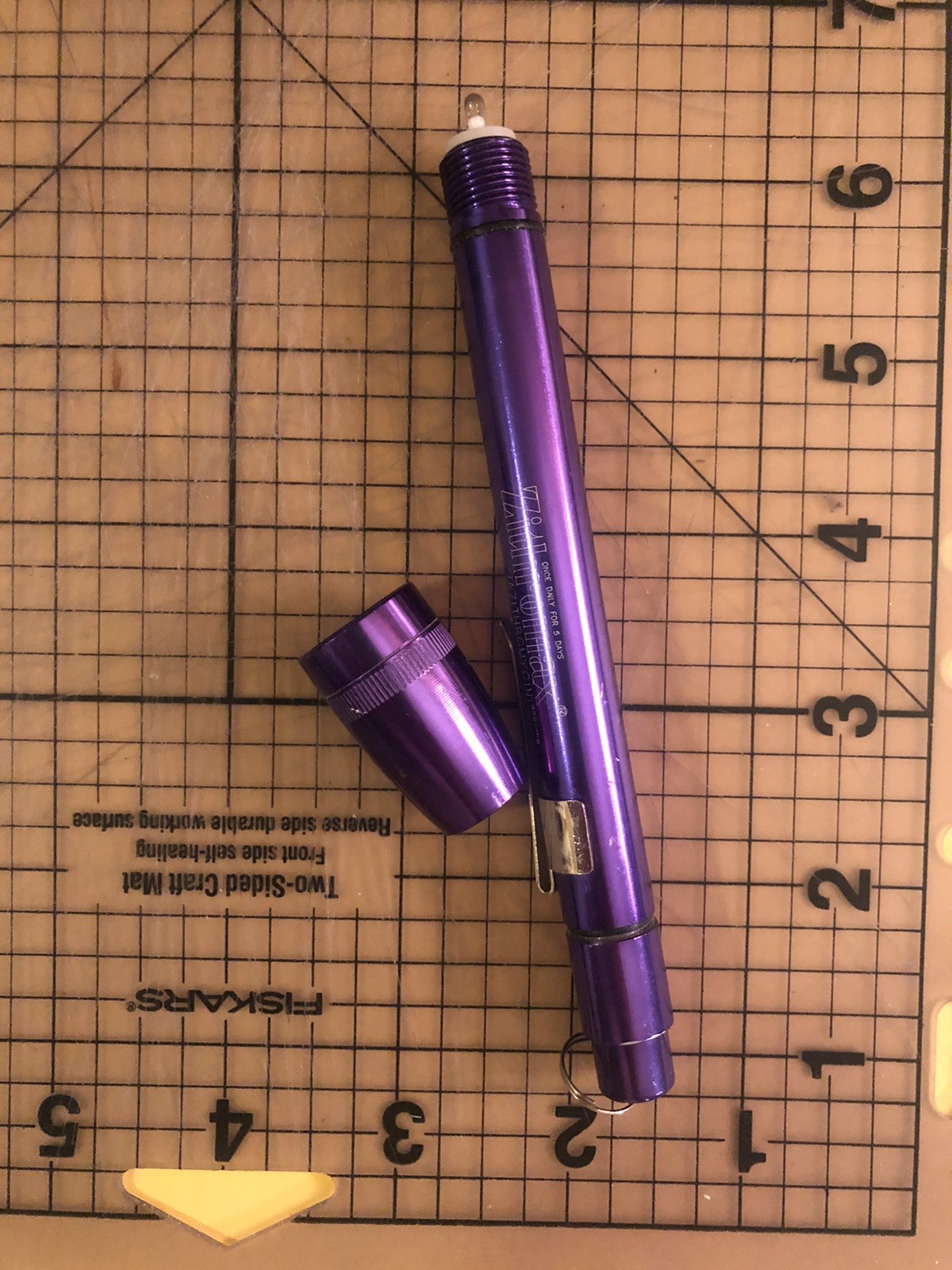 Pocket Flashlight, Purple Metal w/ Pocket Clip, Printed Logo w/batteries