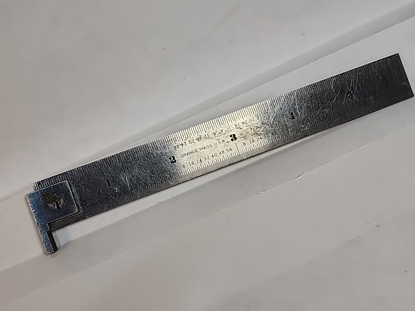 Vintage Union Tool Co No 4 Tempered Grad 6″ Ruler Machinist Rule Orange Mass USA