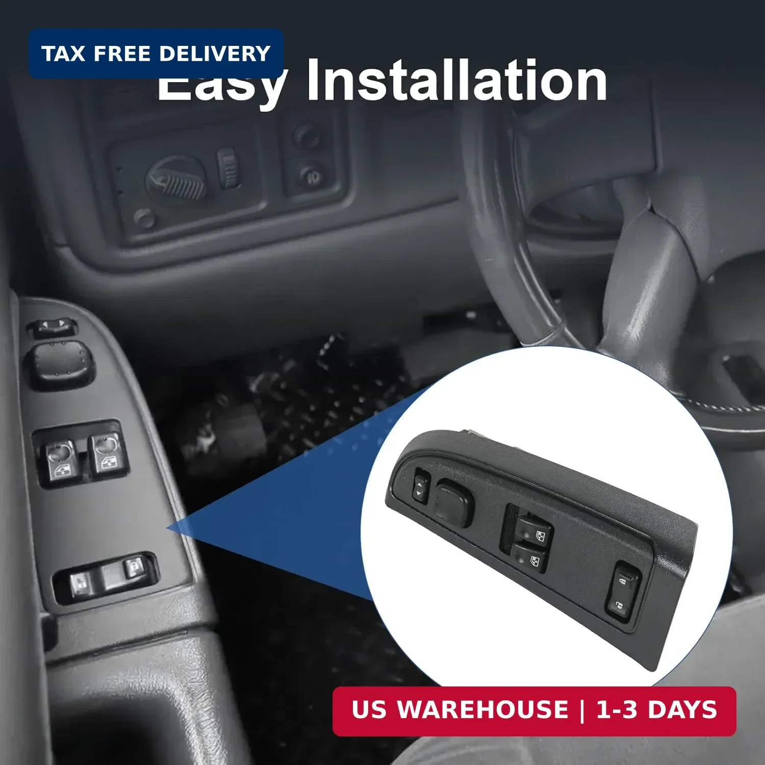 DICMIC Front Driver Side Master Power Window Switch and Door Lock & Black Bezel