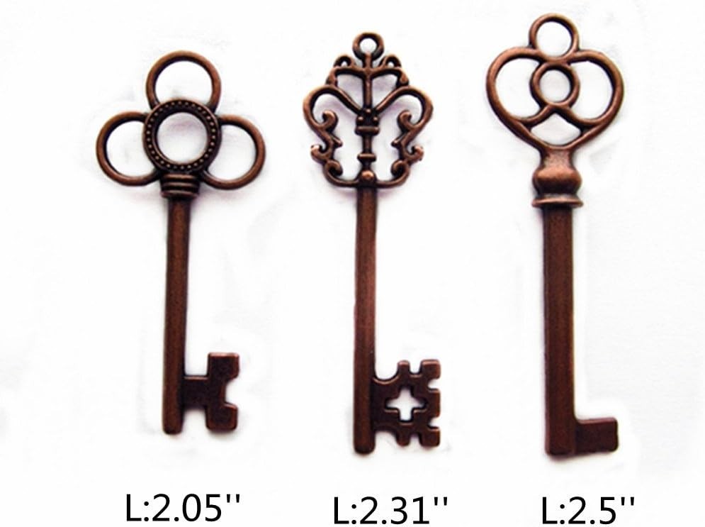 30 Large Metal Skeleton Keys in Antique Finish – Ideal for Crafting & Decor
