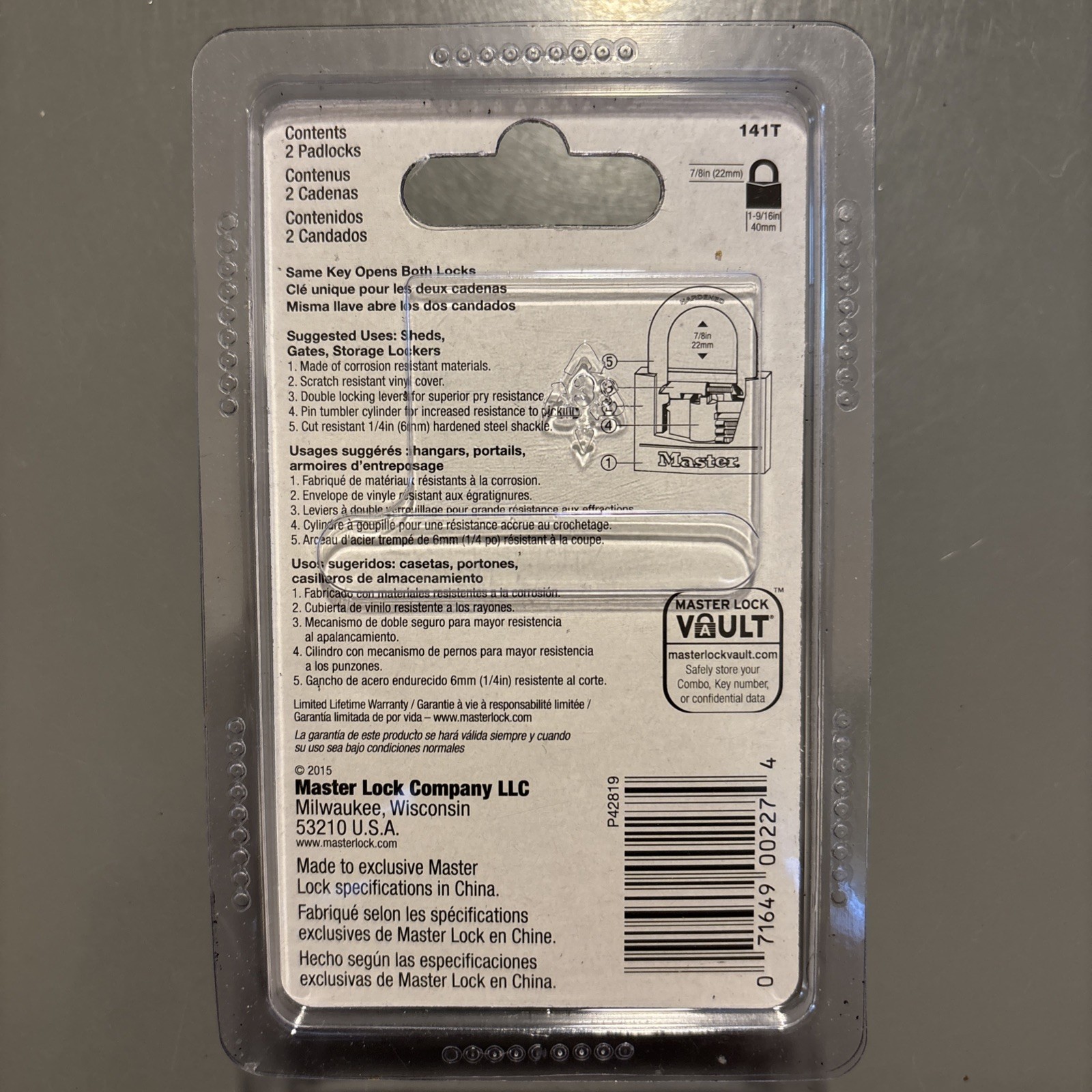 Master Lock 2-Pack of Alike Black Padlocks – Indoor Outdoor Secure New Sealed