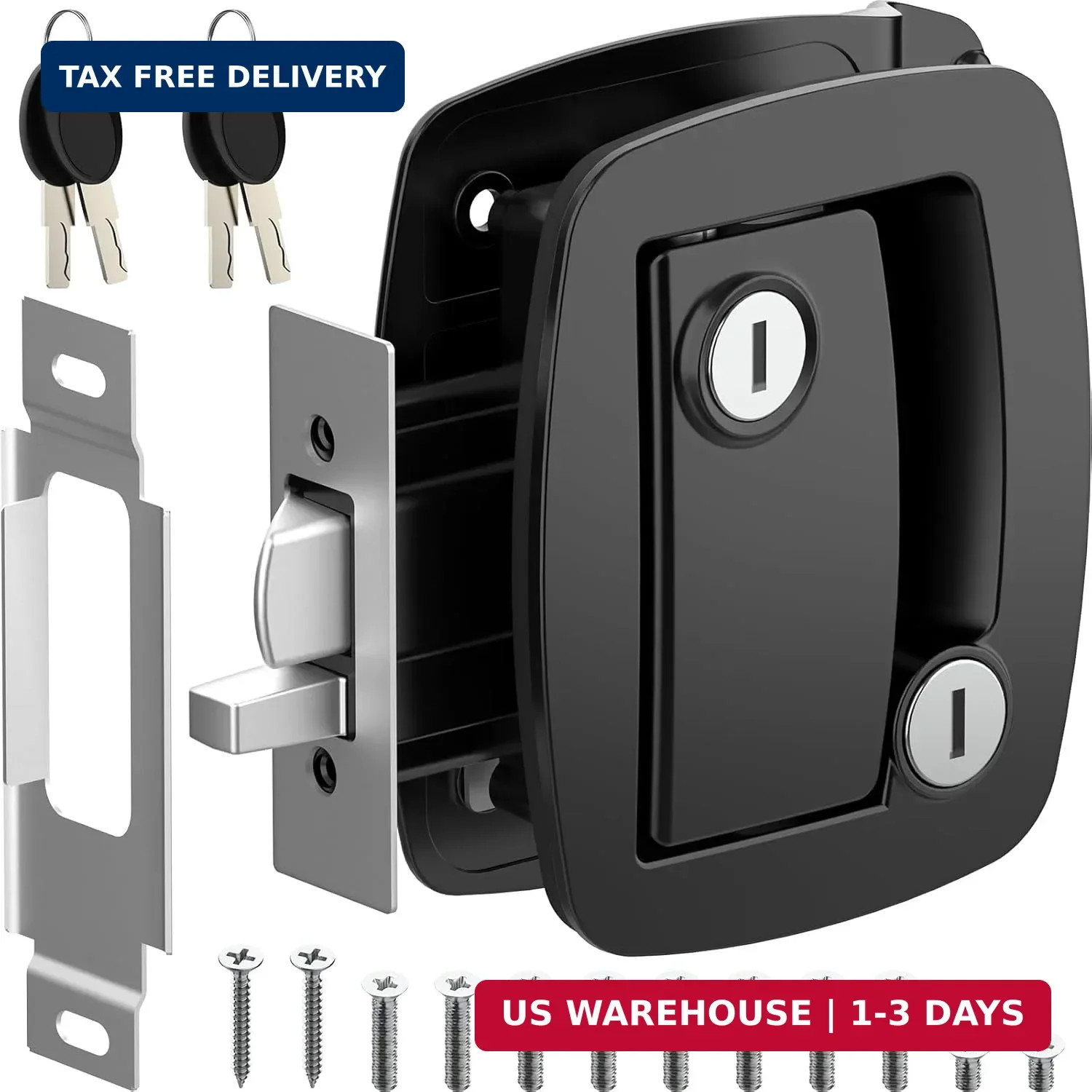 WELLUCK RV Door Lock Replacement with Paddle Deadbolt, 100% Metal Camper Door La