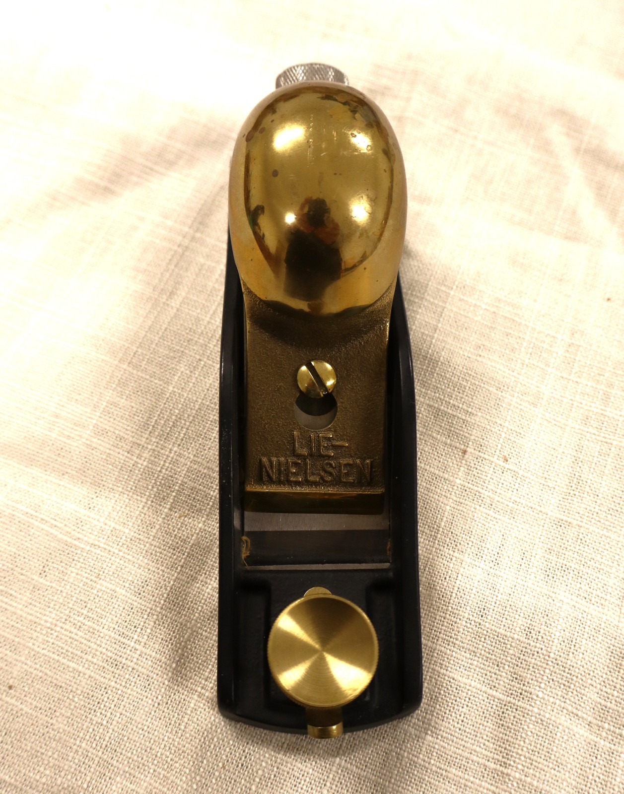 Lie Nielsen Standard Angle 9-1/2 Adjustable Mouth Block Plane Bronze cap Brass