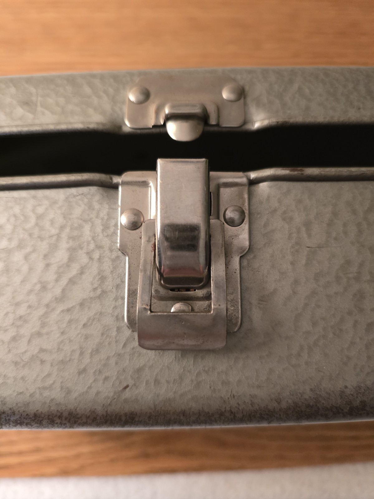 Vintage Metal Tool Box, 11″ X 4 1/2″ X 3 1/5″, Gray, Sturdy Clasp and Handle