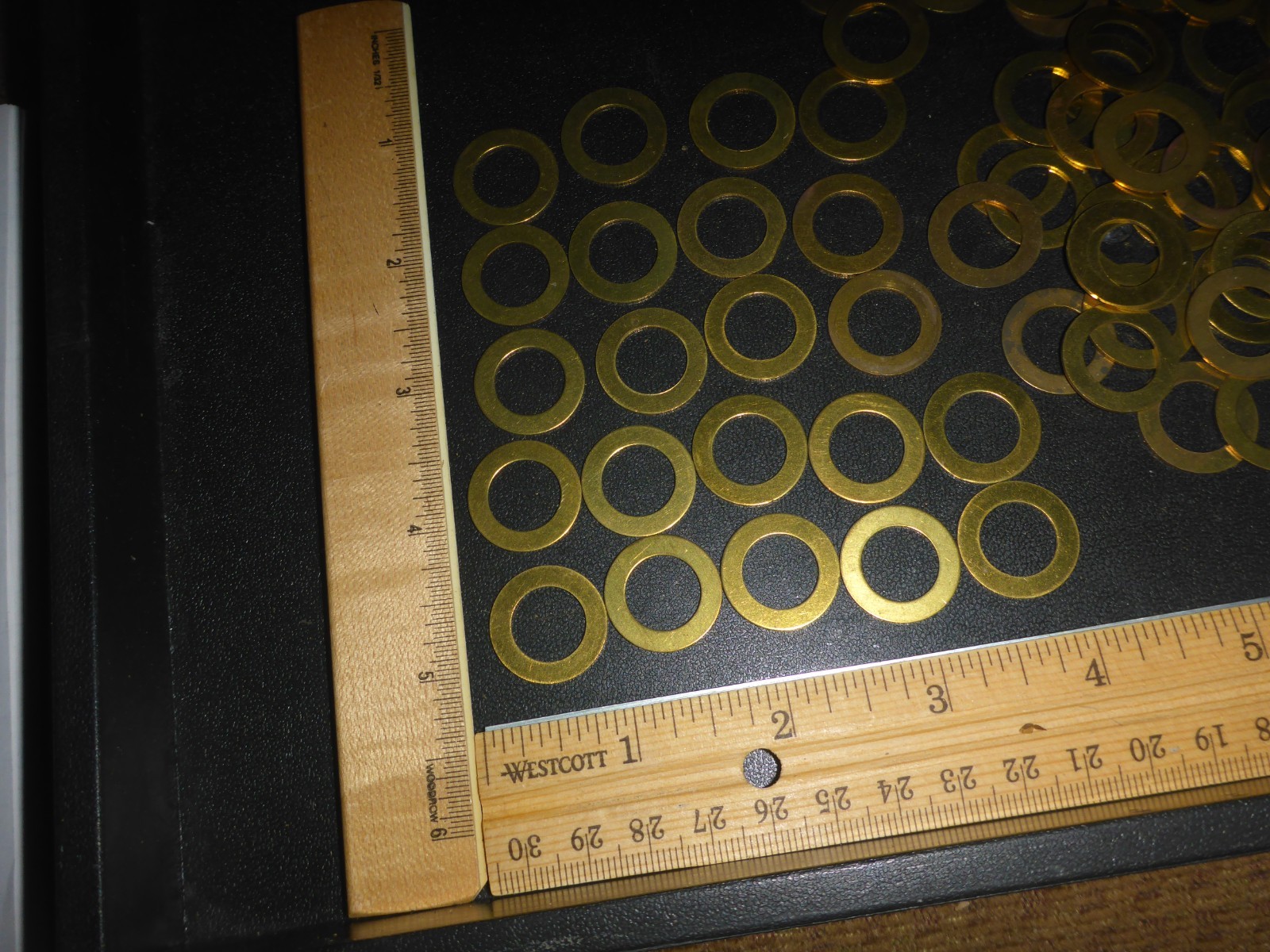 190 New Old Stock Solid Brass Flat Washers Friction Rings 13/16″ OD & 1/2″ ID