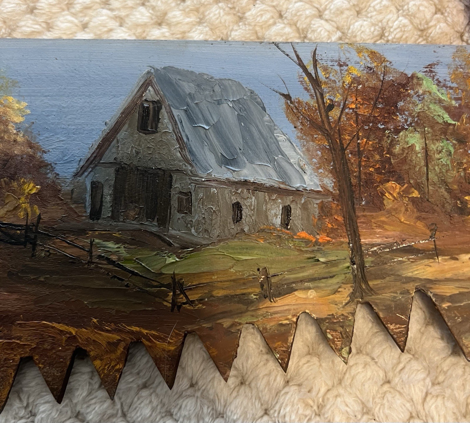 4 Foot Hand Painted 2 Man 2 Handle Crosscut Saw Signed By Artist The Seasons