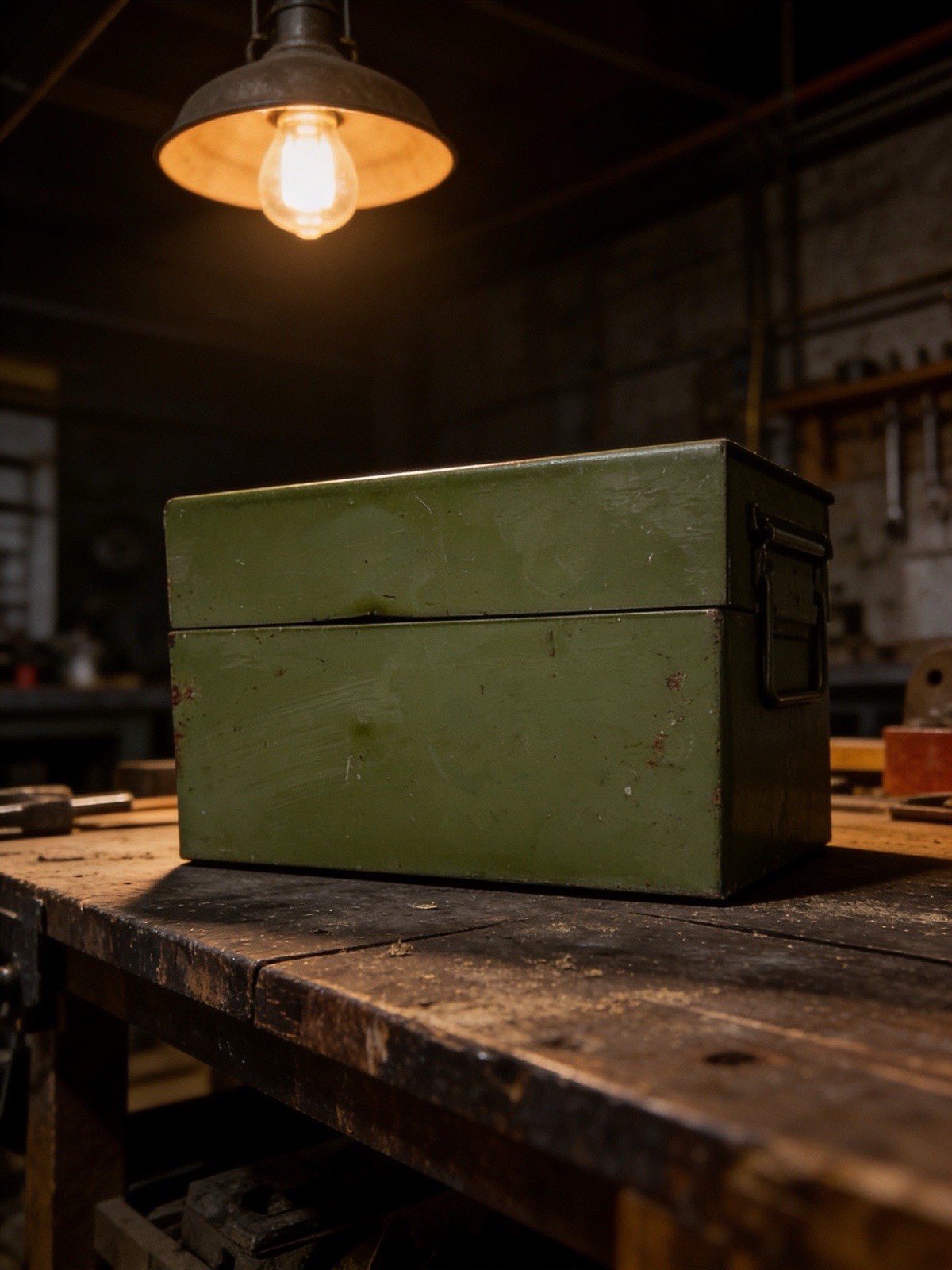 Vintage Olive Drab Metal Storage Box Small Industrial Tool Tin U.S. Army Antique