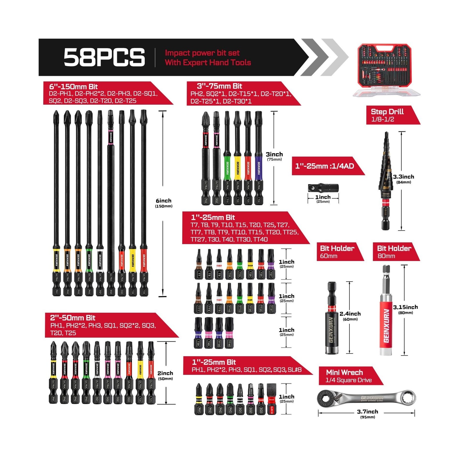 58Pcs Screwdriver Bit Set Include Impact Screwdriver Bits,Mini … FAST USA SHIP