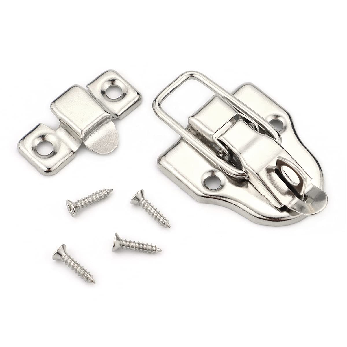 LEEFONE 10 Pack Metal Duck-Billed Box Hasp Lock Toggle Latch Catch, Silver