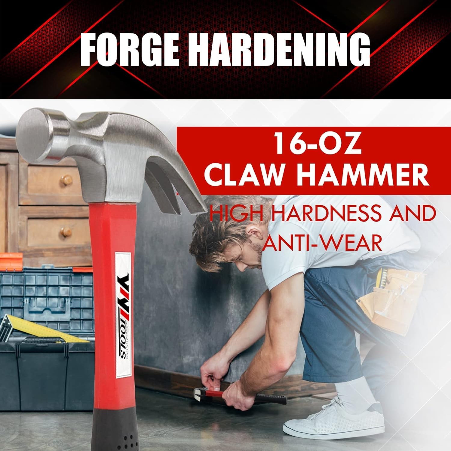 16oz Claw Hammer with Fiberglass Handle – Ideal for Construction & DIY