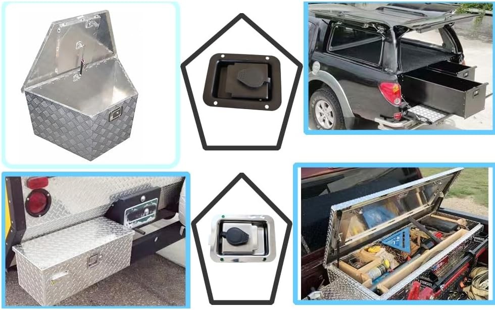 WJSKDQ Trailer Paddle Door Latch Handle Rv Truck Tool Box Lock Steel Silver