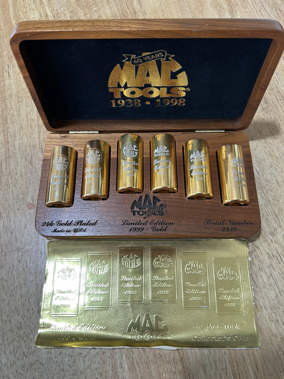 Mac Tools Limited Edition 60 Years 1938-1998 24k Gold Plated Socket Set