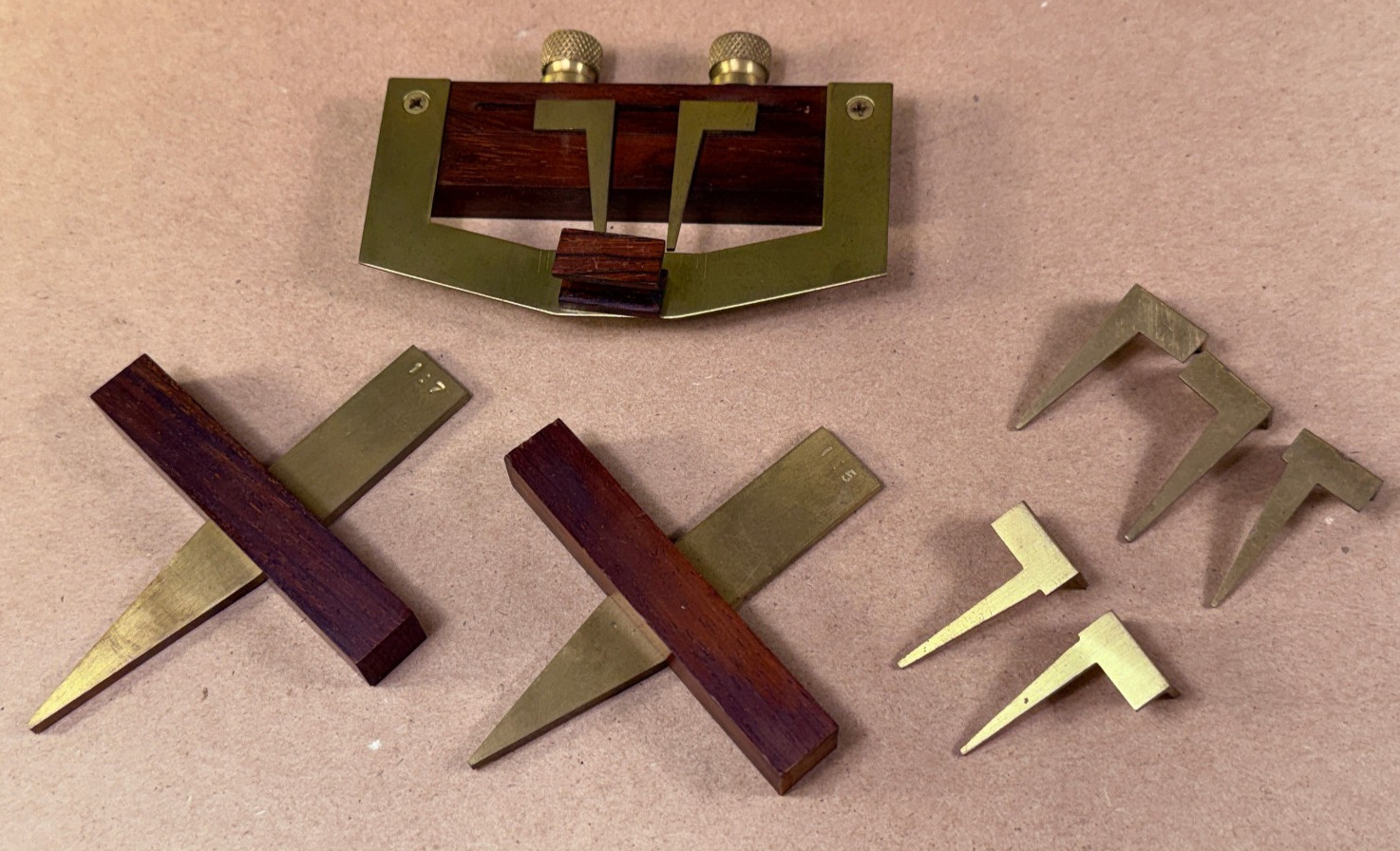 Harris Tools Dovetail Template, Marking Gauge & Spacing Gauge – Rosewood Brass