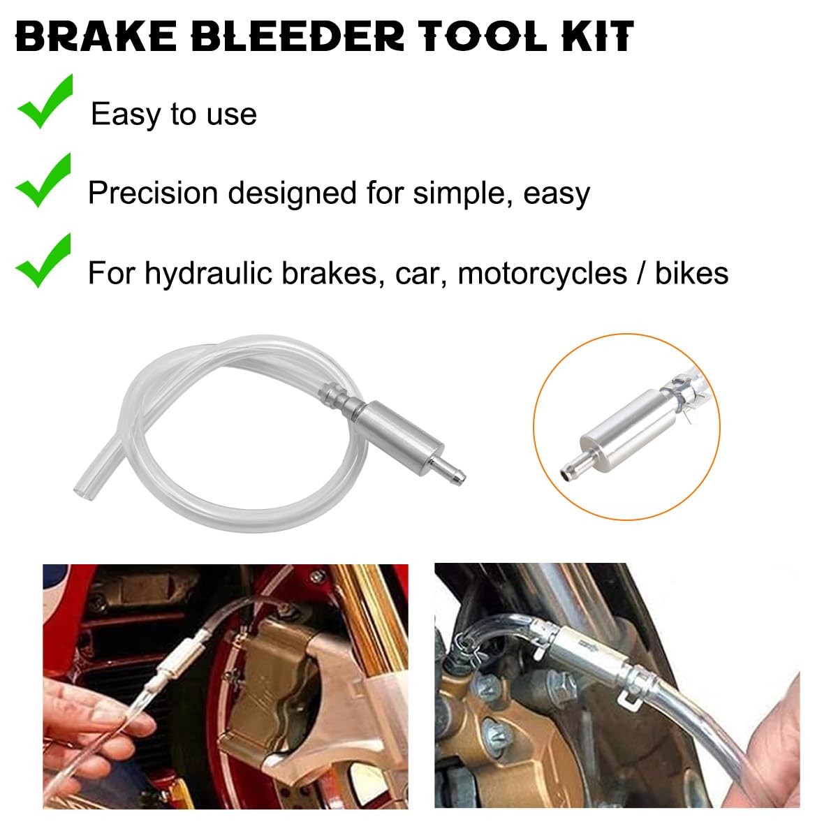 2 PCS Brake Bleeder Hose, One Way Check Valve Tube Bleeding Tool Kit for…