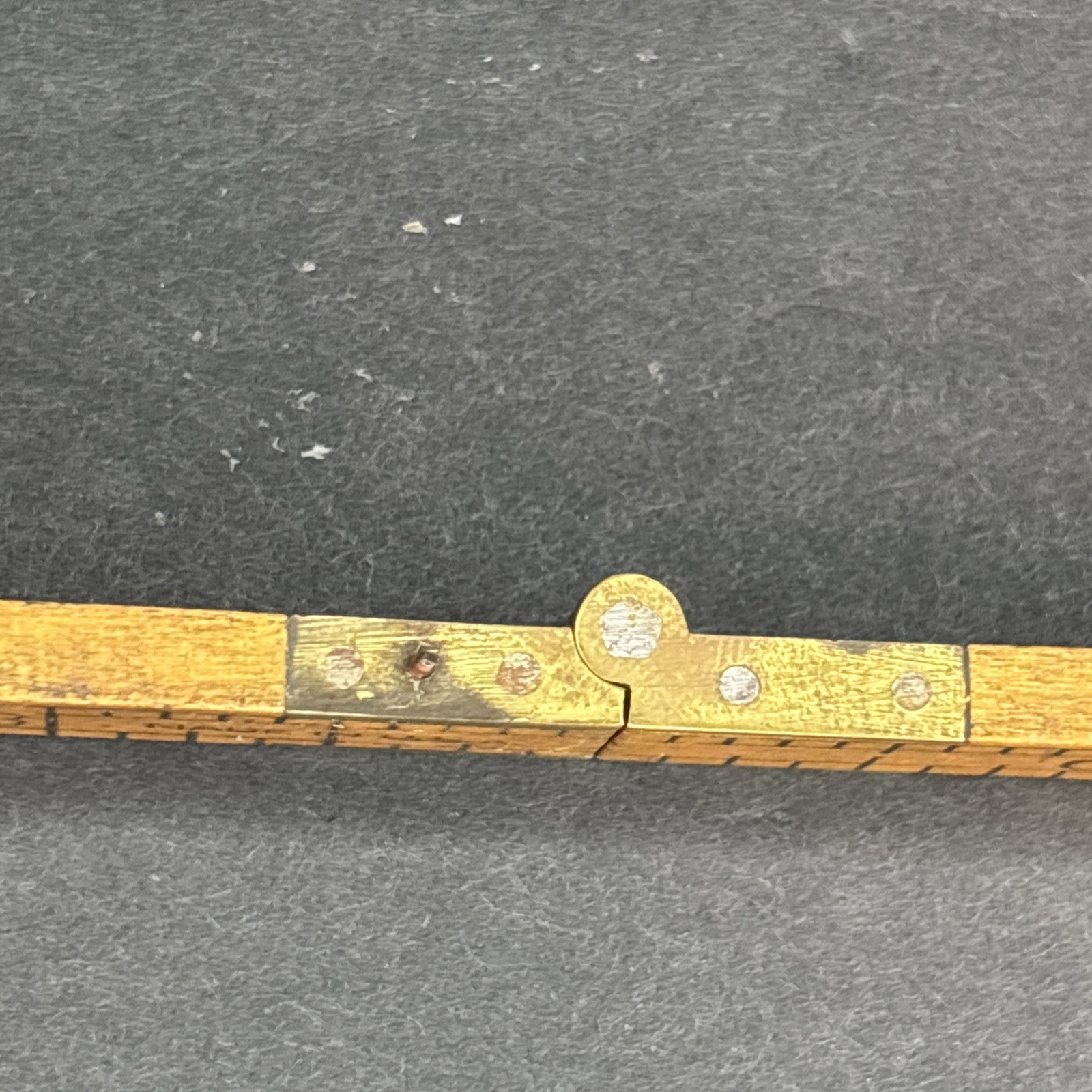 Antique Vtg Lufkin No. 386 Wood Brass Folding Carpenters Ruler 12” Caliper USA