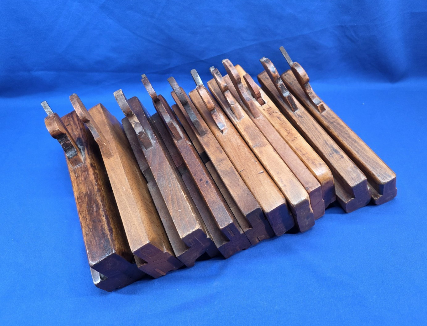Good Lot of 11 Misc. Wood Molding Plane Complex Skew Rabbet Quarter Hollow Scot