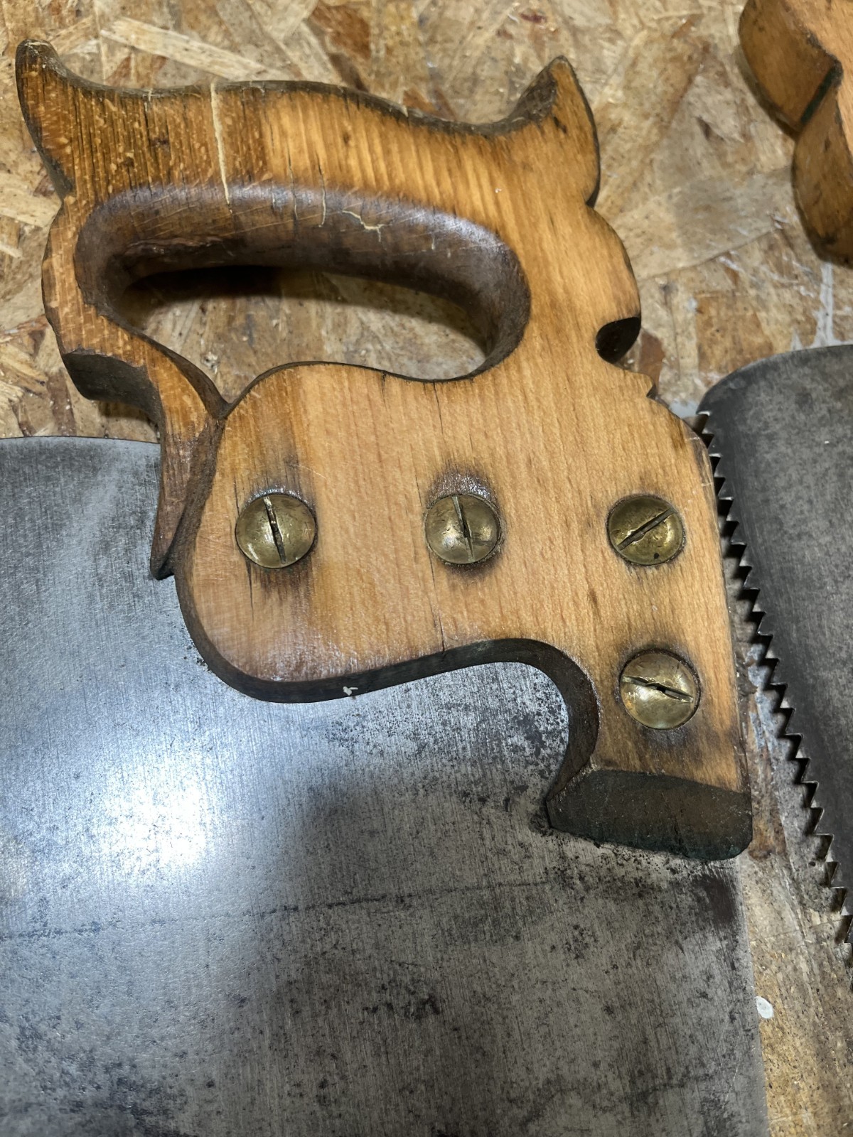 3 hand saws, (1) 11 pt x 18″ , (1) 5 pt x 26″ , (1) 6 pt x 28″