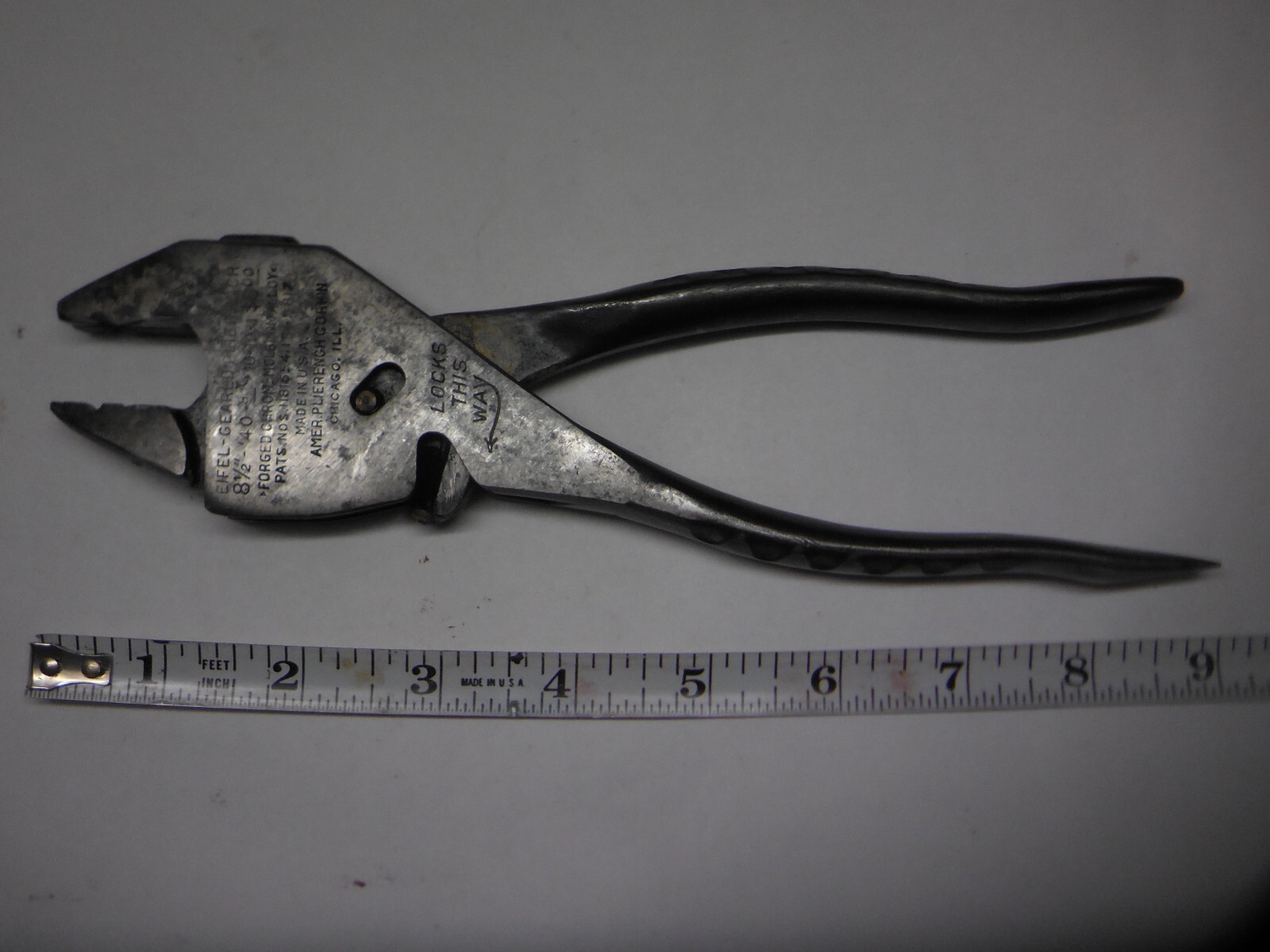 VINTAGE EIFEL GEARED PLIER WRENCH 8 1/2″ LG No.47-8 Quick ADJUST