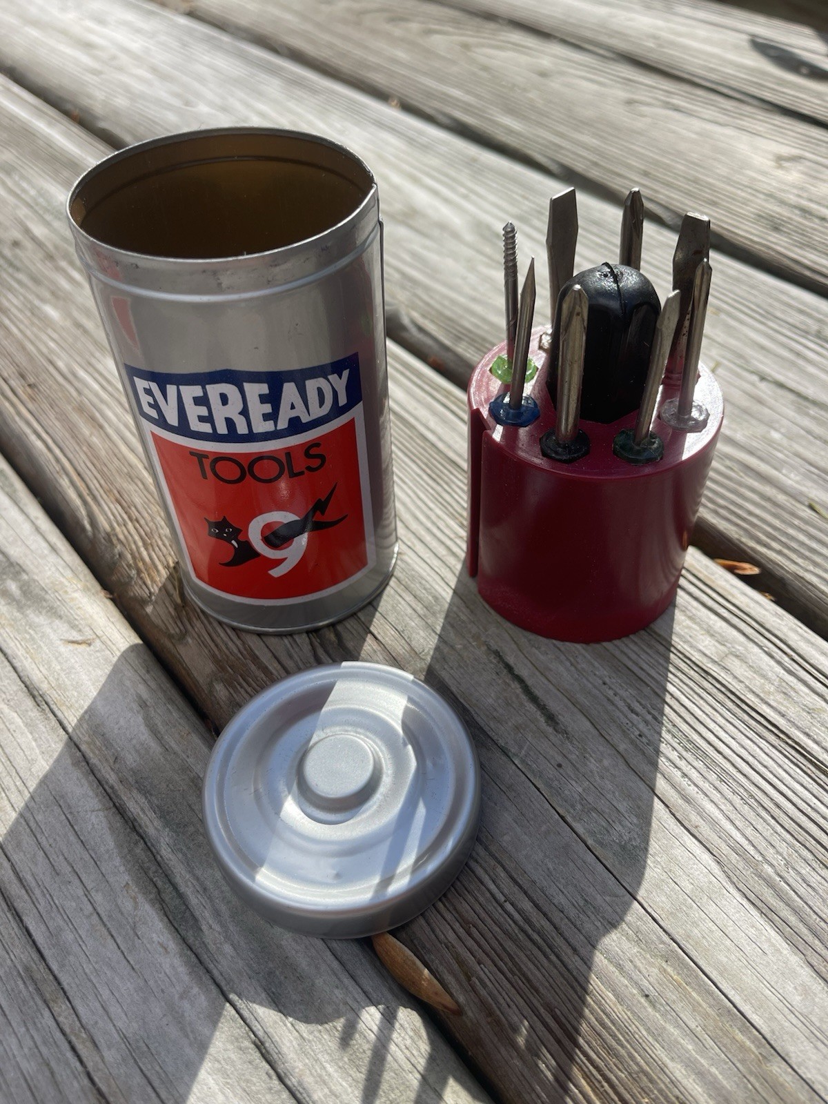 VINTAGE EVEREADY TOOLS MINI SCREWDRIVER SET TIN CAN COMPLETE 80’s Original Box