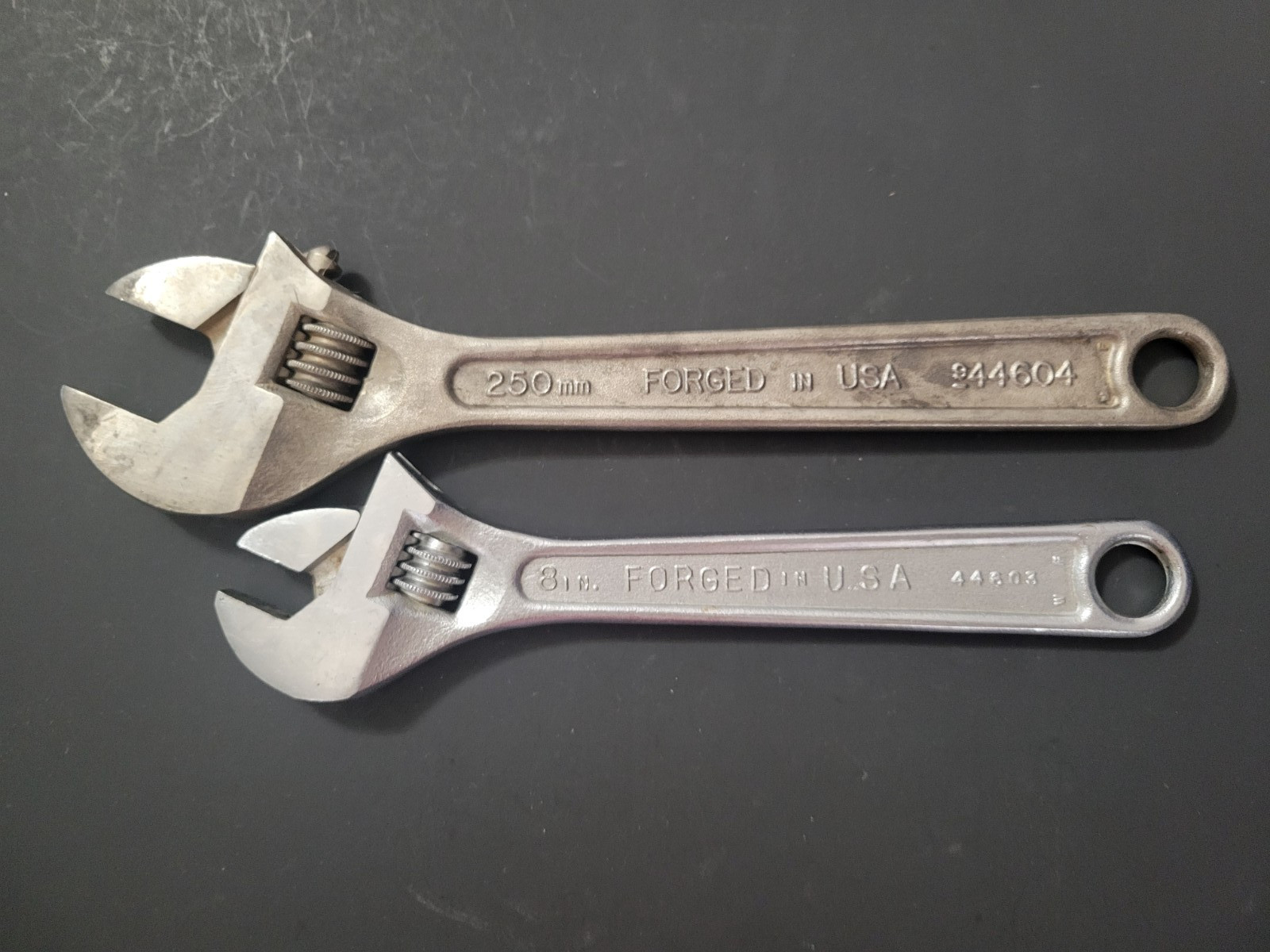 Vintage Craftsman 8″& 10″ Adjustable Wrench Set Made in USA 9-44604, 44603 WF