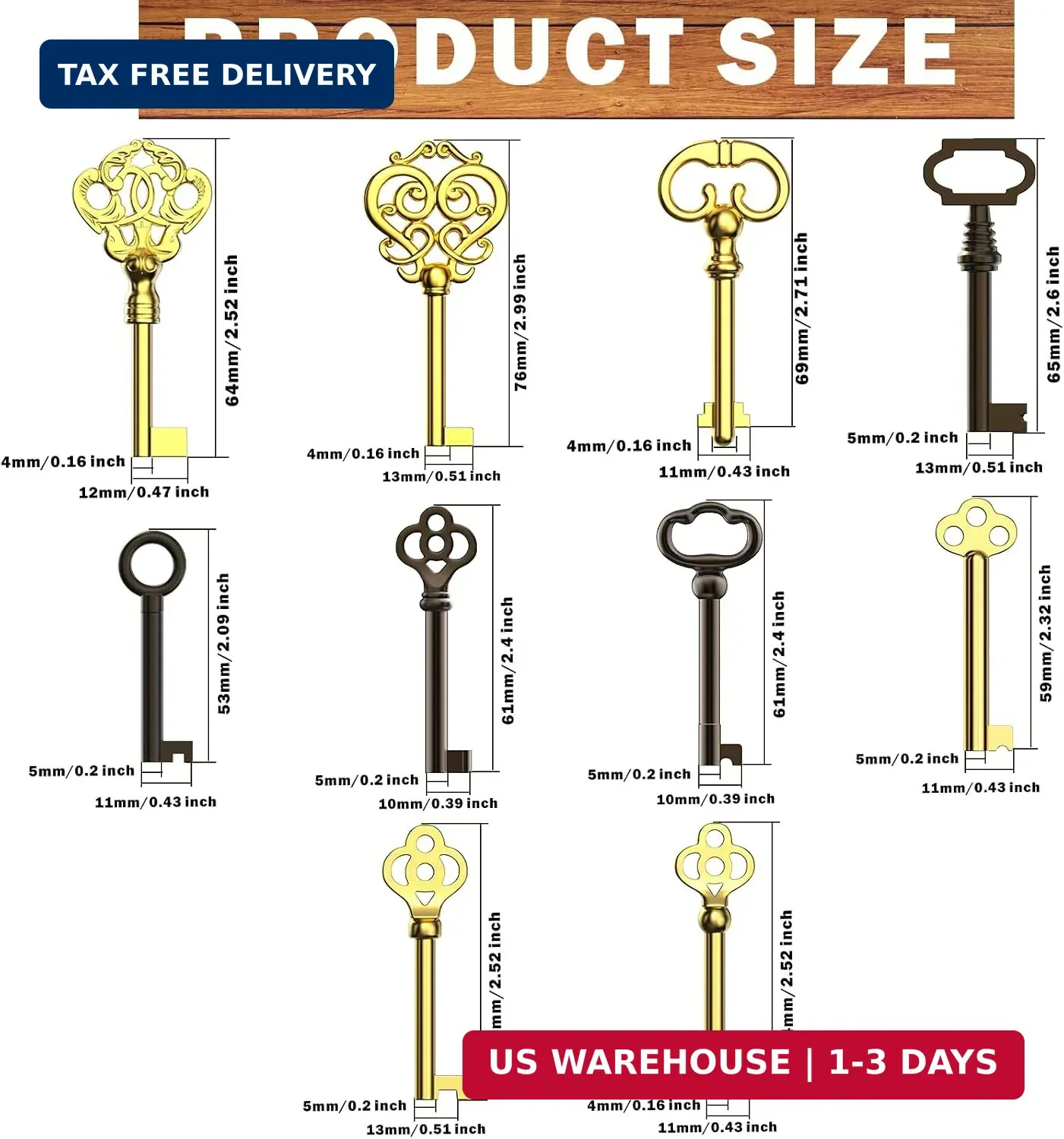 Universal Skeleton Keys Replacement, 19Pcs Hollow Barrel Skeleton Key Set for Vi