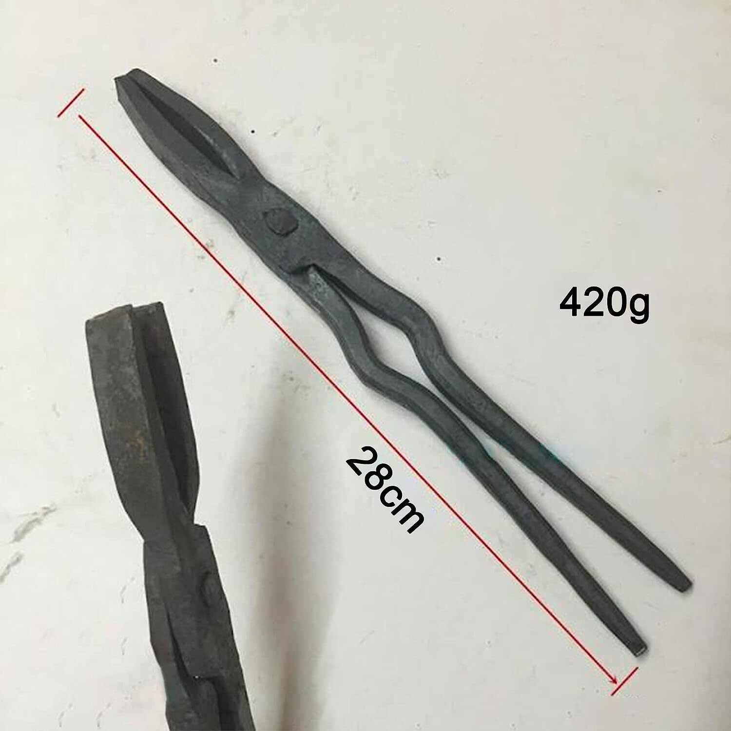 28CM blacksmith tongs,hand forged tongs for forge anvil vise knnife making M