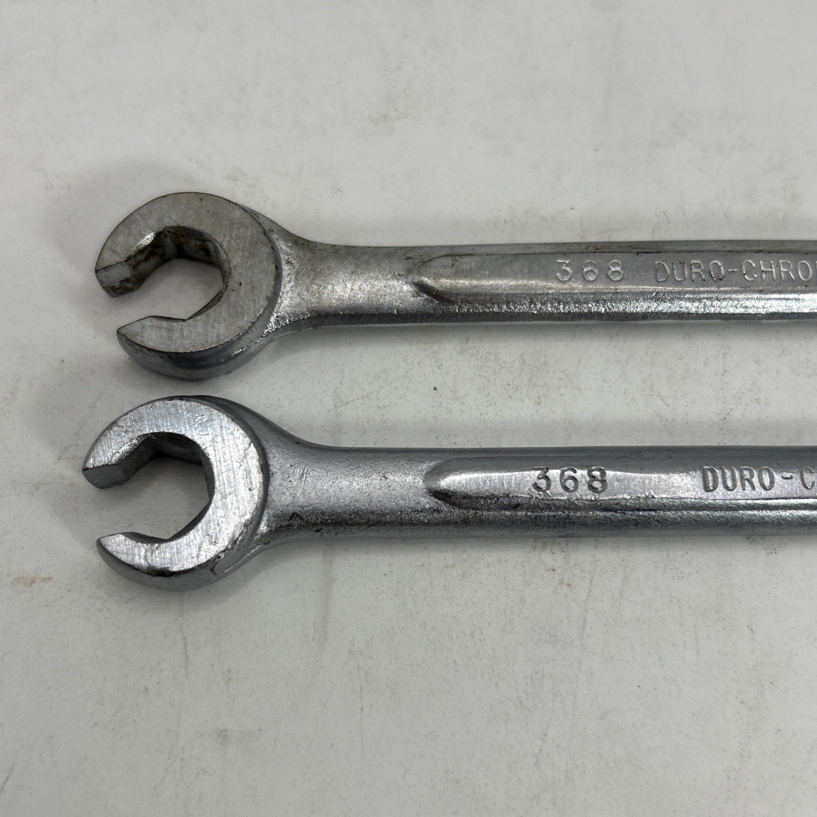 2 VINTAGE DURO-CHROME FLARE NUT LINE WRENCH 3/8” X 7/16” PART # 368