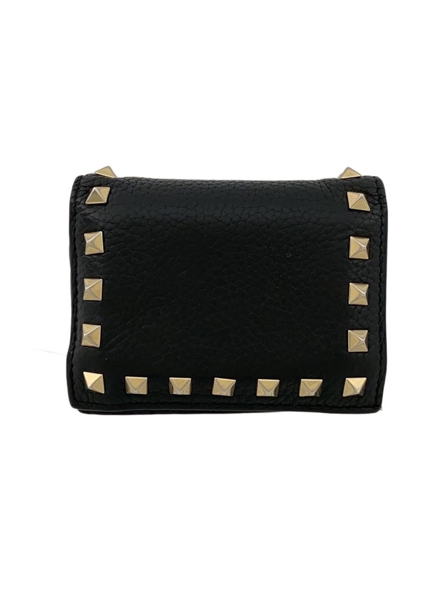 VALENTINO GARAVANI Rockstud Mini Wallet Black 8cm x 11cm x 3cm Used