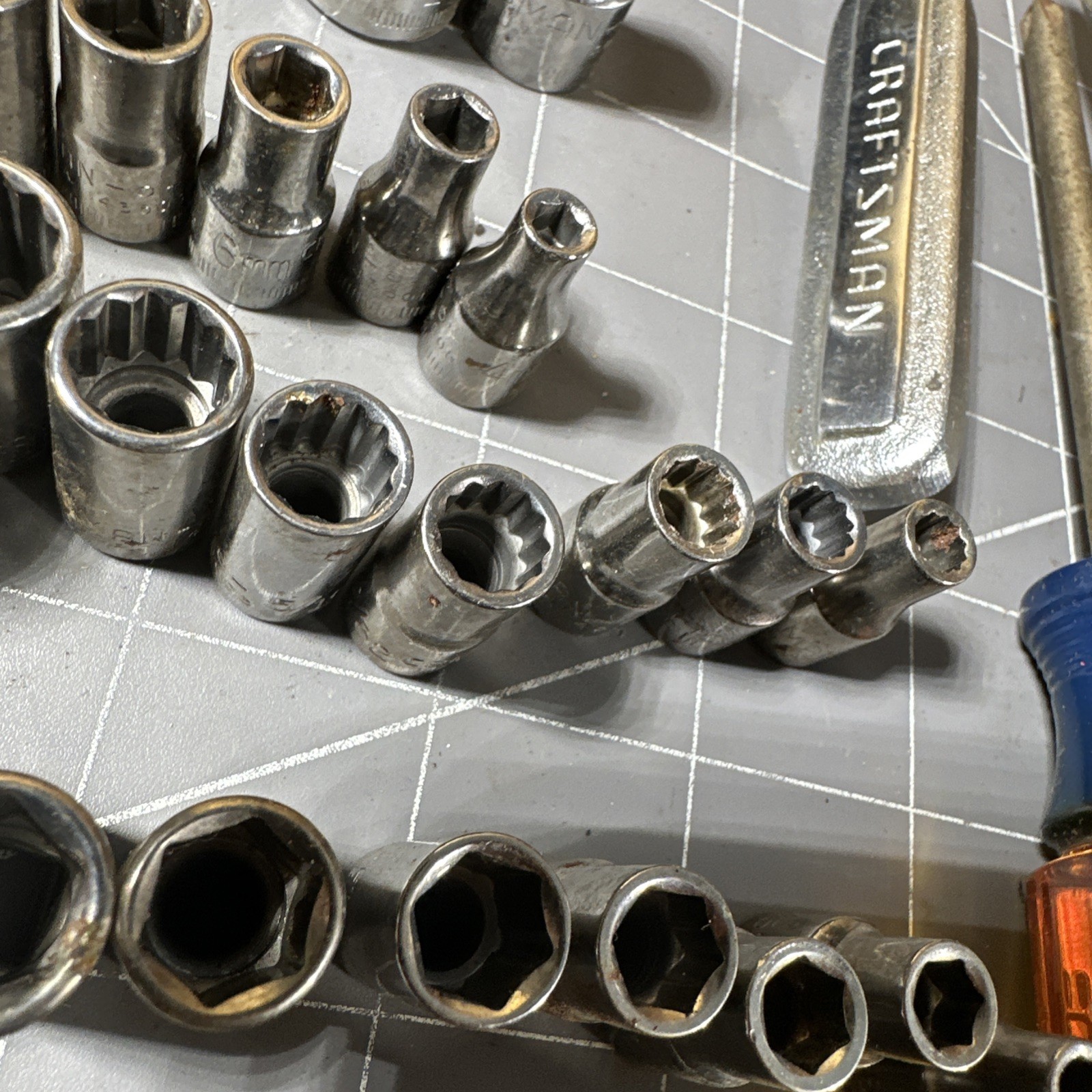 52pc Sears Craftsman USA 1/4 3/8 Mechanics Tool Socket Set In Pouch Vintage