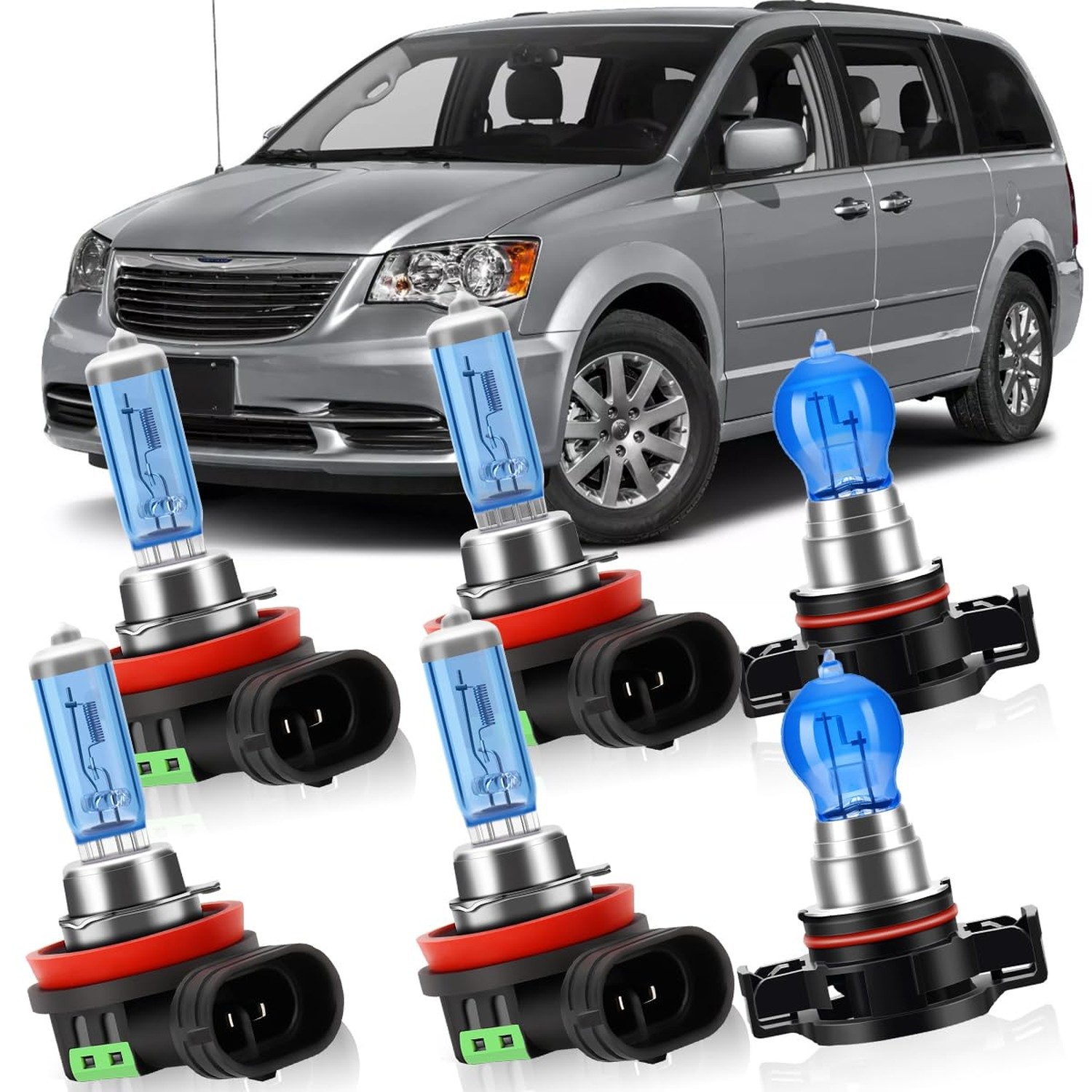 Halogen Headlight Bulbs Fit for For Chrysler Town & Country 2010-2016,H11 Hig…
