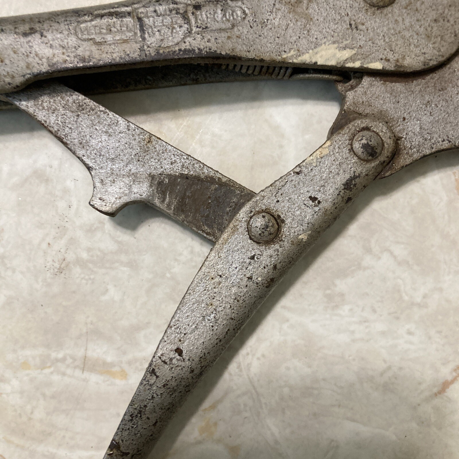 Early Old Style Vintage Peterson Vise Grip Pliers No 10 Dewitt Nebraska 40’s