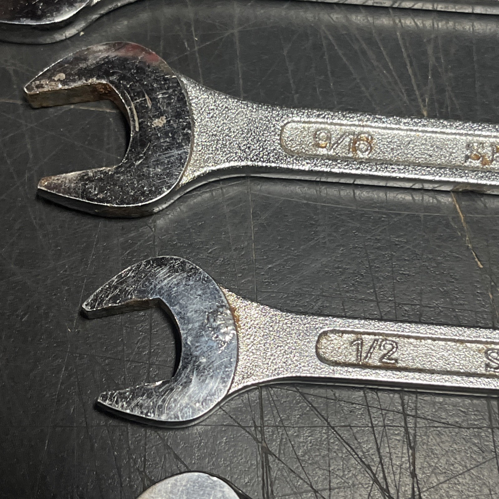 5 Vintage Sears Forged Wrenches 11/16”, 9/16”, 1/2”, 2x 7/16”