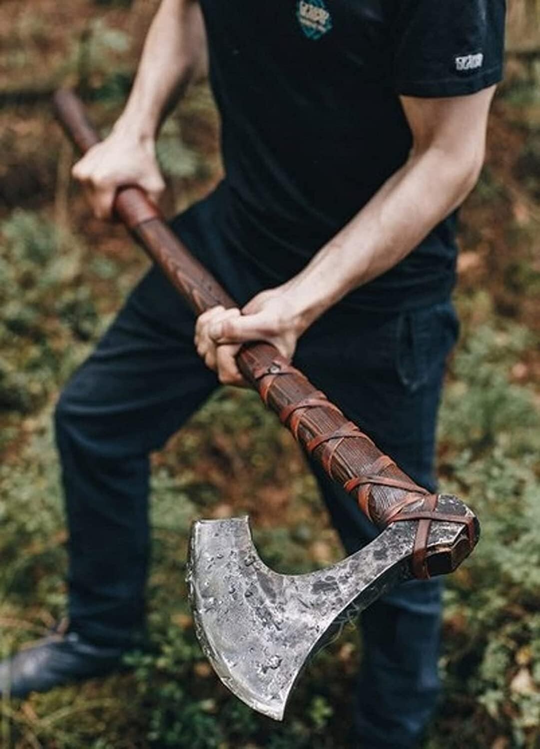 Handmade Viking Hatchet Norse Axe- 40″ Long Two-Handed Berserker Axe