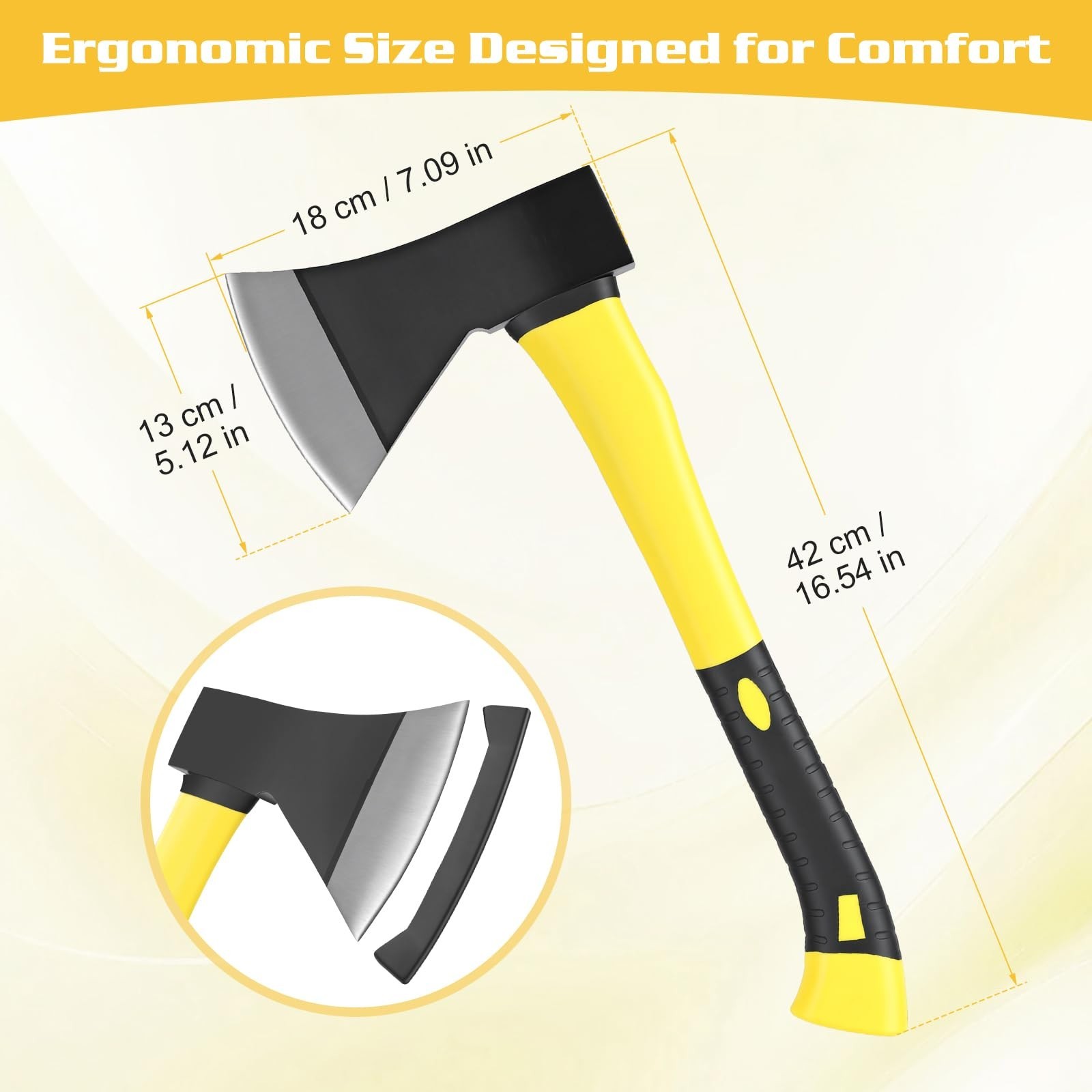 16″ Lightweight Camping Axe – Forged Carbon Steel Hatchet for Wood Chopping & Sp