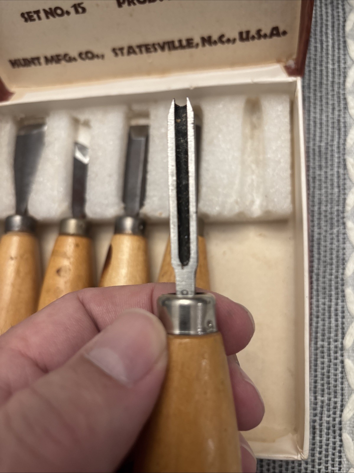 Vintage SPEEDBALL No 15, 5 Piece Set, Honed Wood Cutting Tools in Box 4140