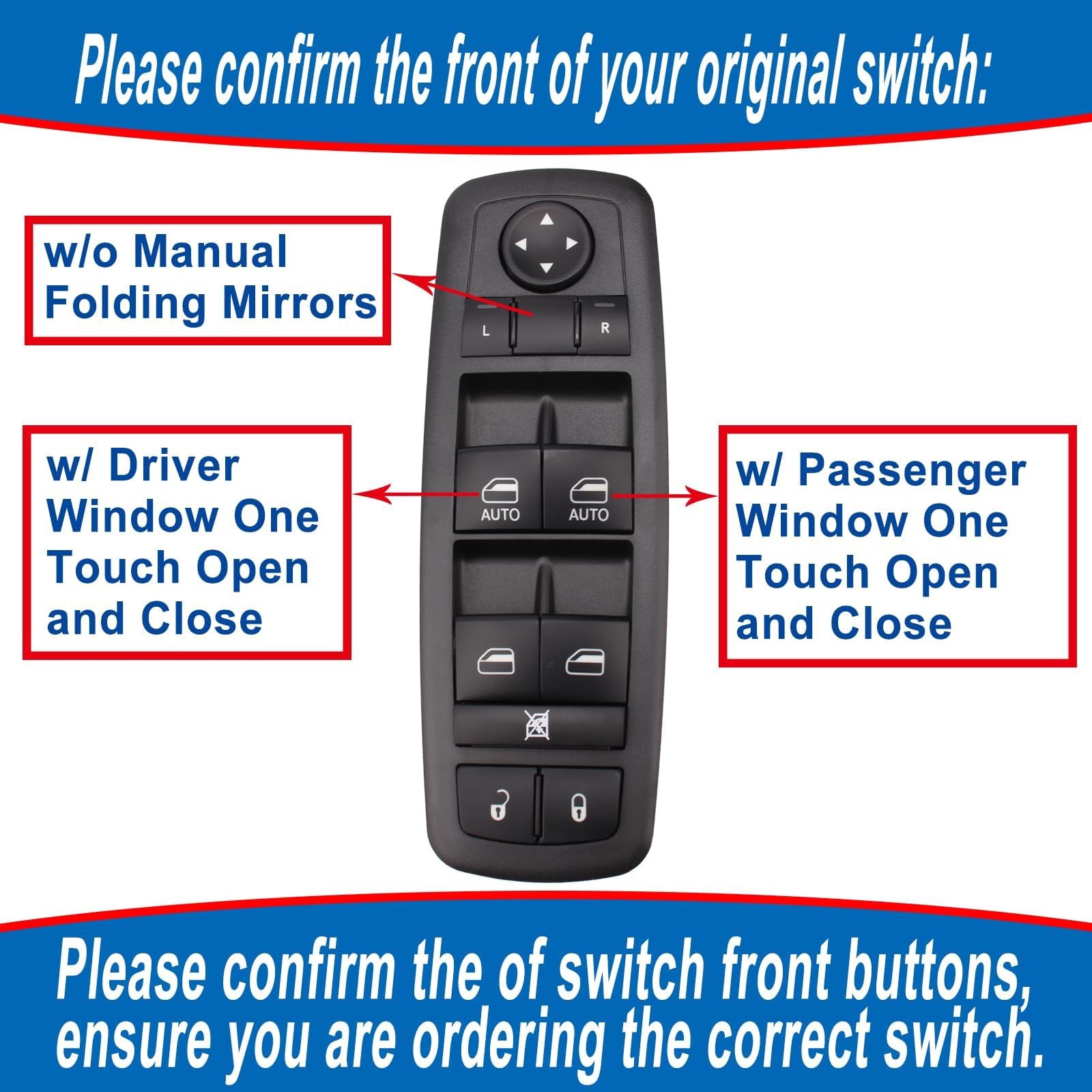 Driver Side Power Window Switch Compatible with 2014-17 Cherokee | Replacemrn…