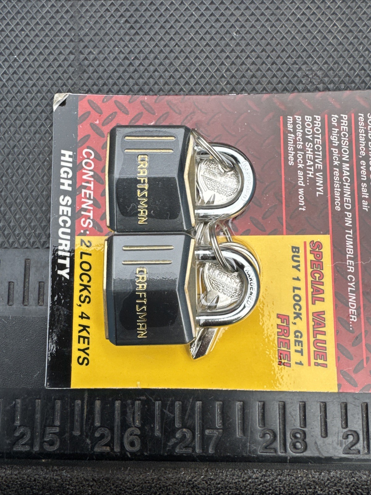 Sears Craftsman (2)pc Brass Padlock 58330 Nos 4keys Weather Resistant