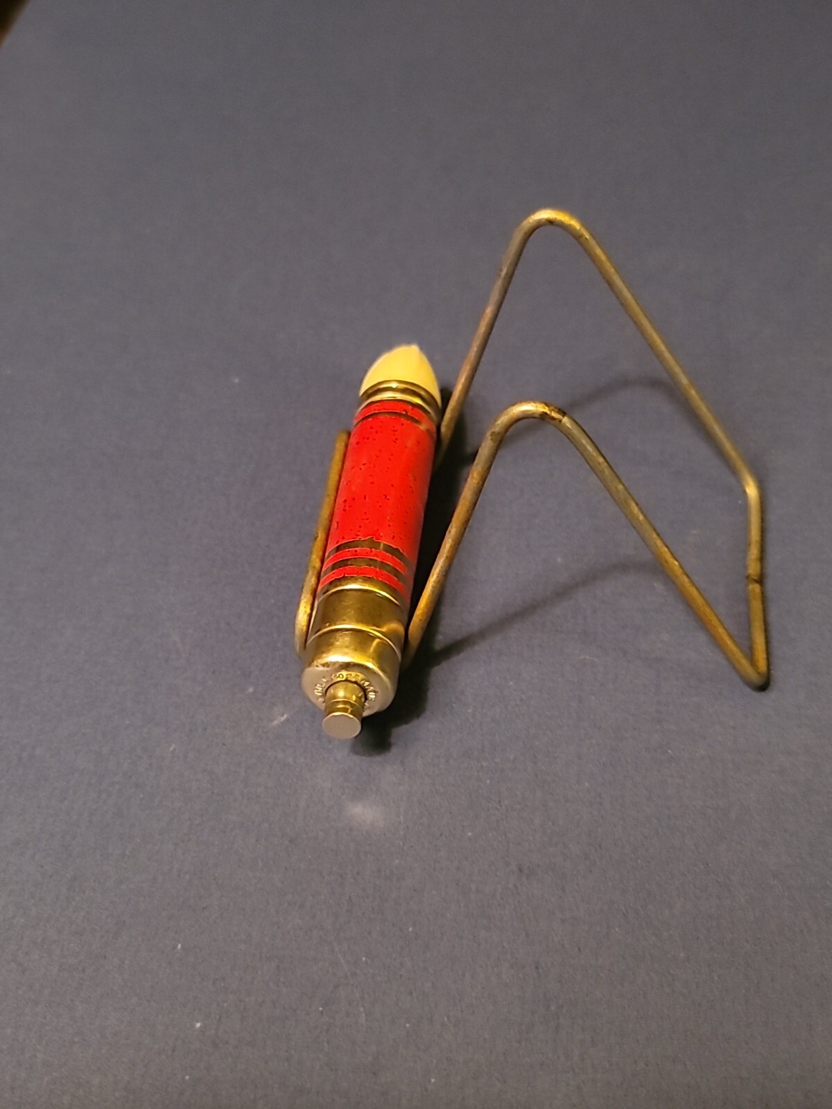 Vtg ART DECO Metal Pocket Flash Light Red Paint WORKS Chrome Accents